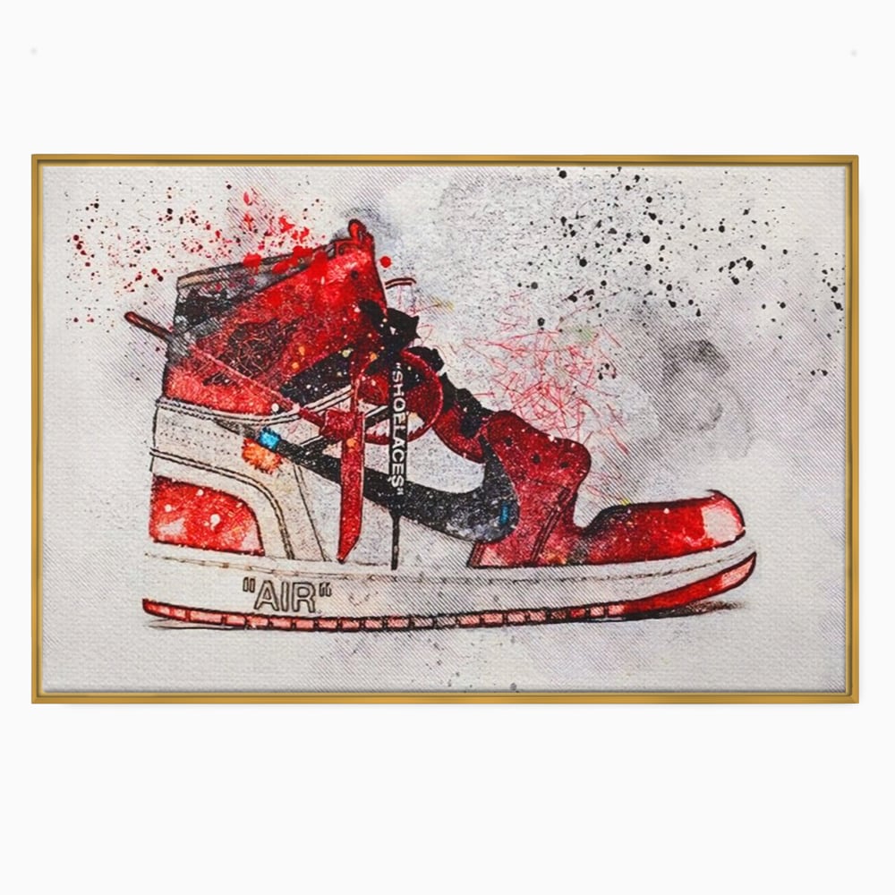 Tablou Canvas Premium, LuxCanva® A1178, Nike Air, Living, Rosu, Jordan, Incaltaminte, Cafenea, Culori Vibrante