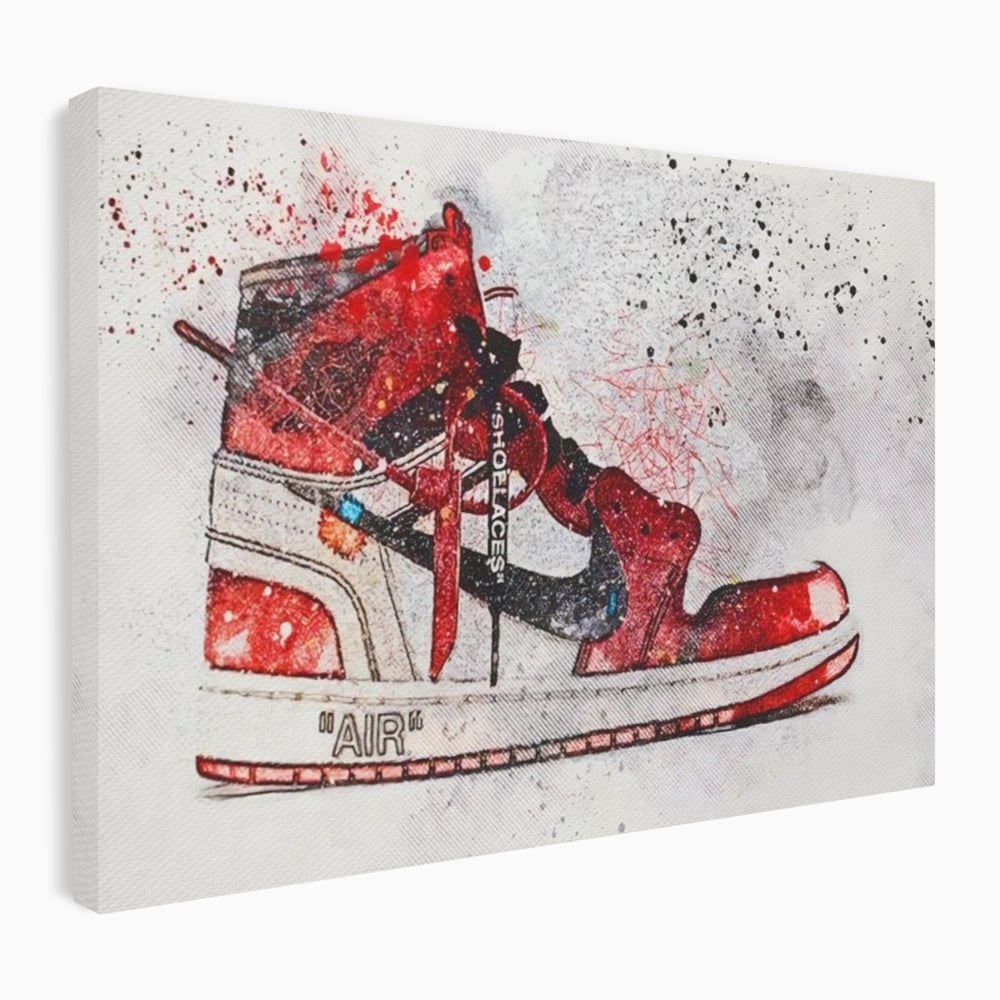 Tablou Canvas Premium, LuxCanva® A1178, Nike Air, Living, Rosu, Jordan, Incaltaminte, Cafenea, Culori Vibrante