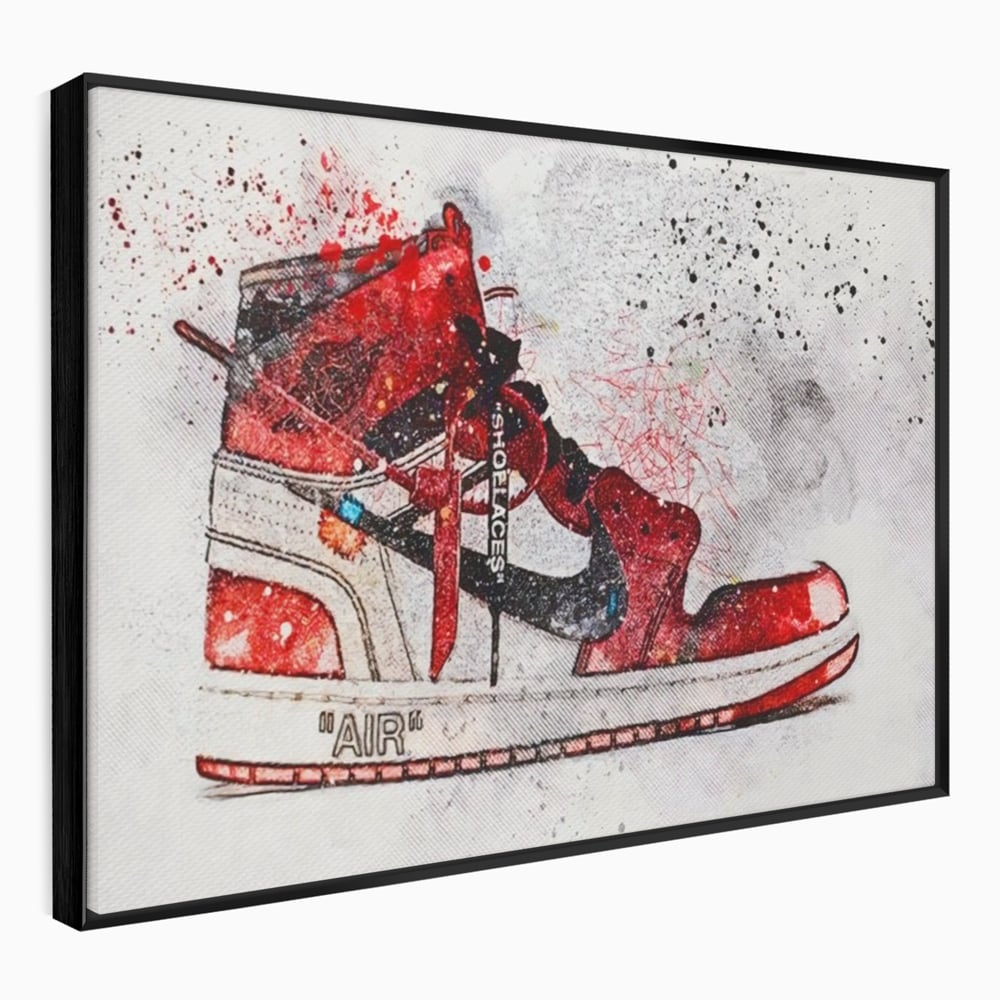 Tablou Canvas Premium, LuxCanva® A1178, Nike Air, Living, Rosu, Jordan, Incaltaminte, Cafenea, Culori Vibrante