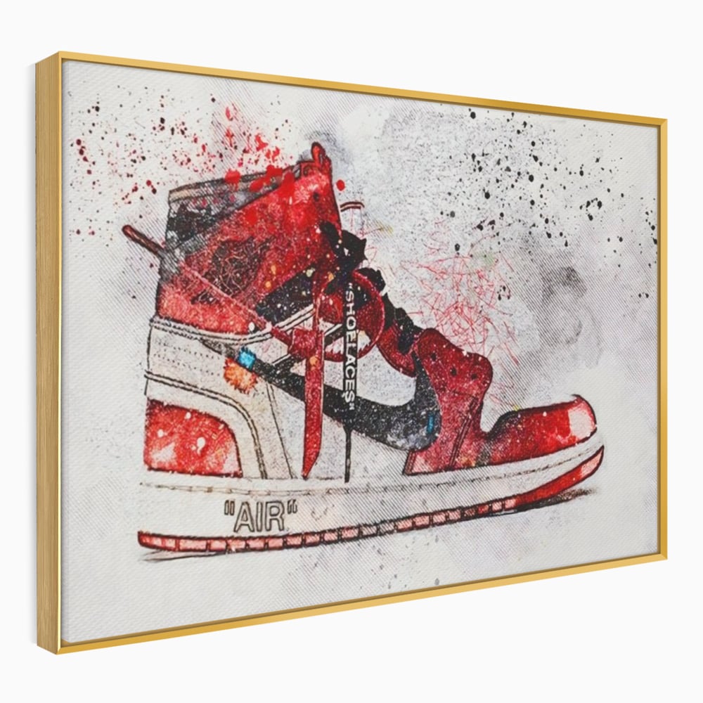 Tablou Canvas Premium, LuxCanva® A1178, Nike Air, Living, Rosu, Jordan, Incaltaminte, Cafenea, Culori Vibrante