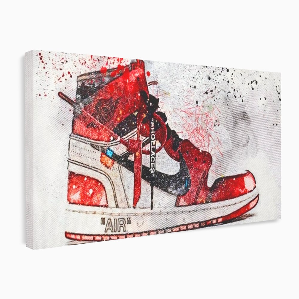 Tablou Canvas Premium, LuxCanva® A1178, Nike Air, Living, Rosu, Jordan, Incaltaminte, Cafenea, Culori Vibrante