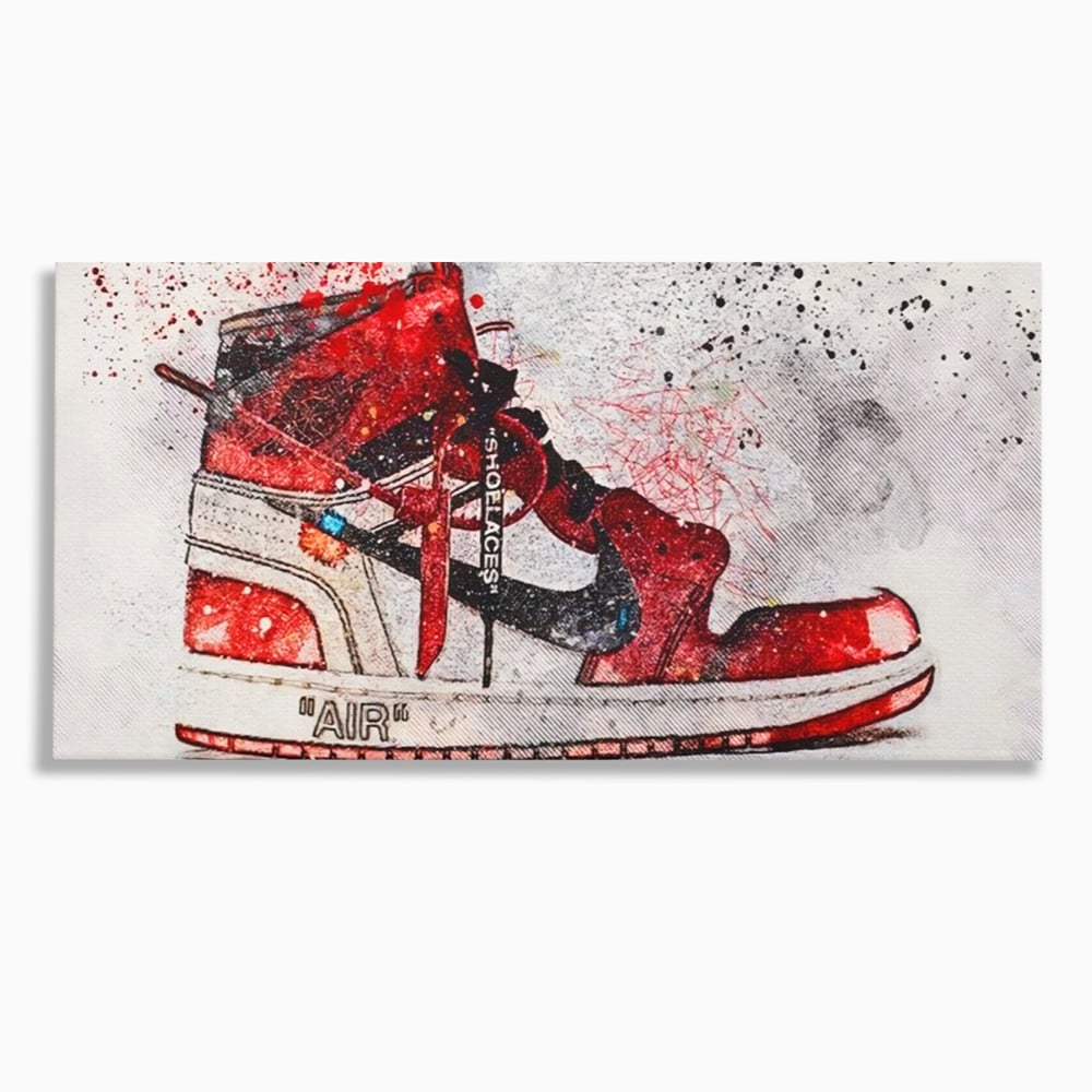 Tablou Canvas Premium, LuxCanva® A1178, Nike Air, Living, Rosu, Jordan, Incaltaminte, Cafenea, Culori Vibrante