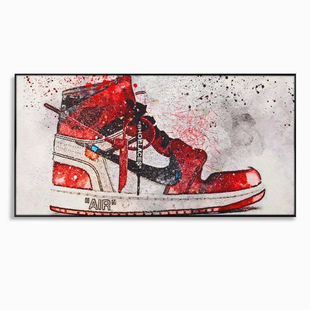 Tablou Canvas Premium, LuxCanva® A1178, Nike Air, Living, Rosu, Jordan, Incaltaminte, Cafenea, Culori Vibrante
