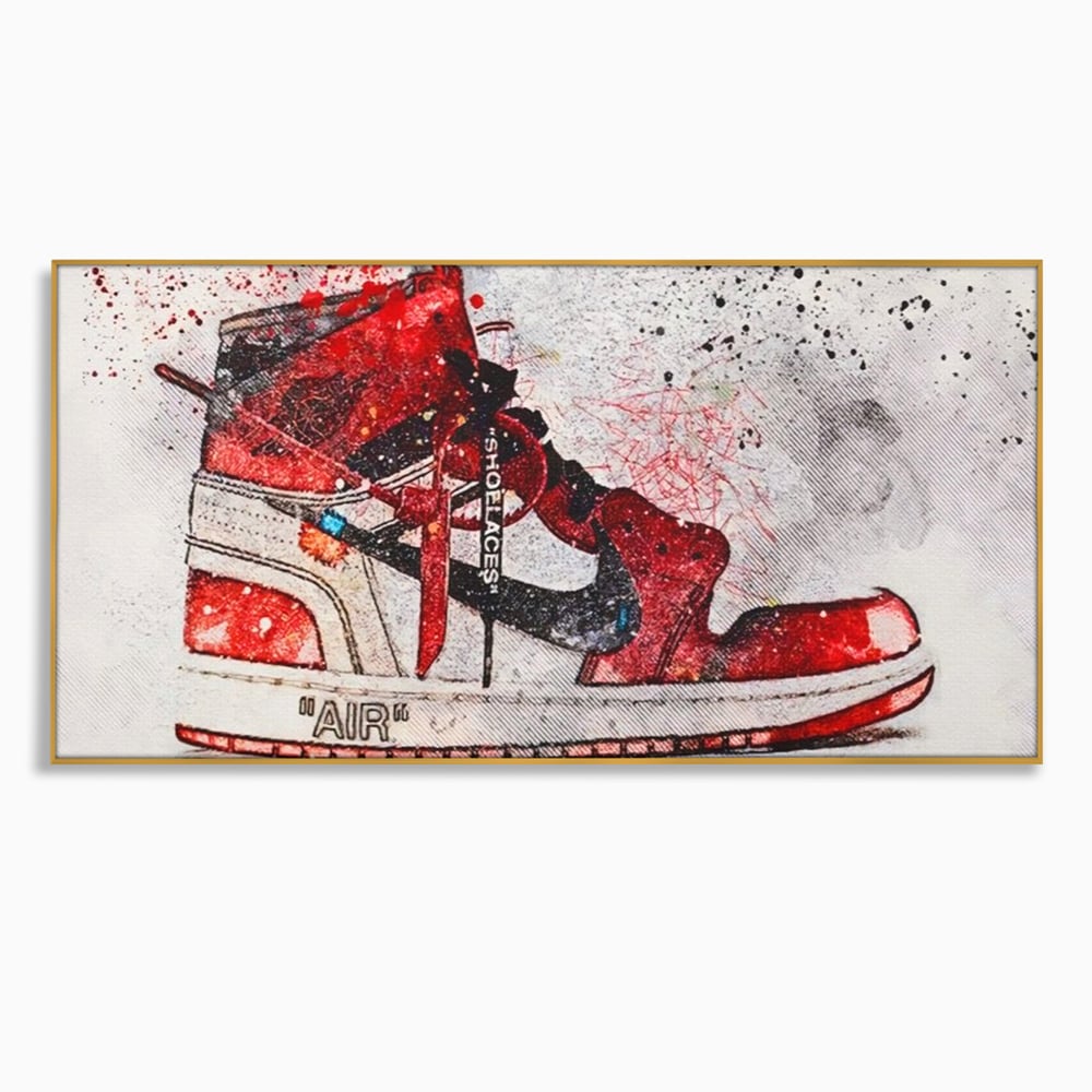 Tablou Canvas Premium, LuxCanva® A1178, Nike Air, Living, Rosu, Jordan, Incaltaminte, Cafenea, Culori Vibrante