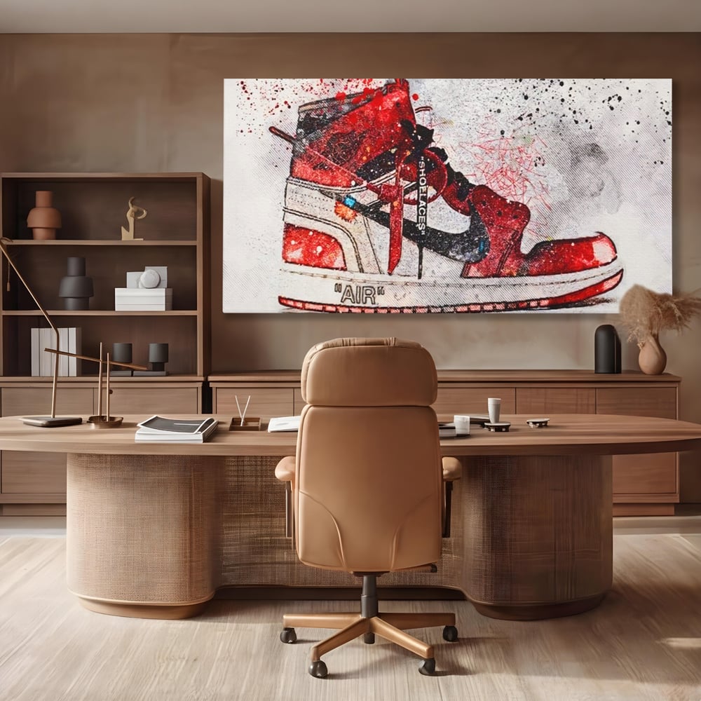 Tablou Canvas Premium, LuxCanva® A1178, Nike Air, Living, Rosu, Jordan, Incaltaminte, Cafenea, Culori Vibrante
