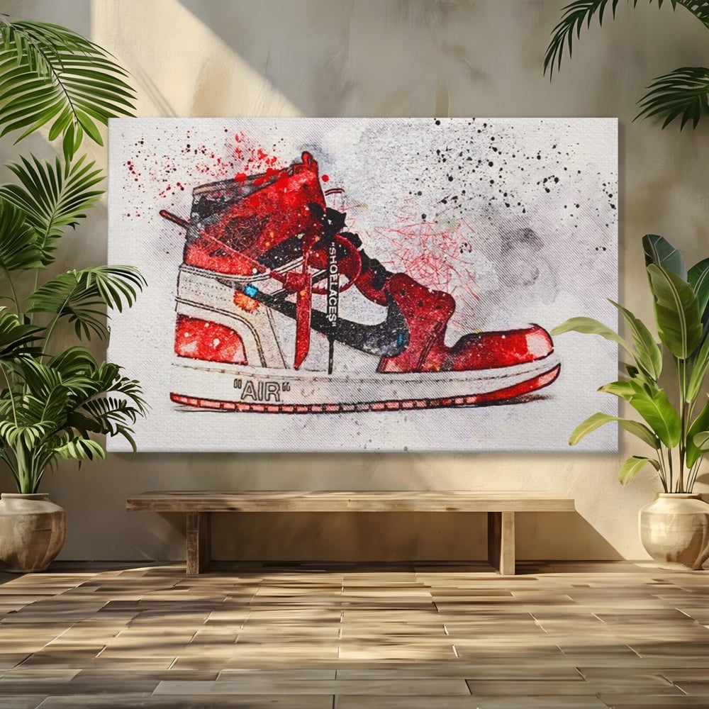 Tablou Canvas Premium, LuxCanva® A1178, Nike Air, Living, Rosu, Jordan, Incaltaminte, Cafenea, Culori Vibrante