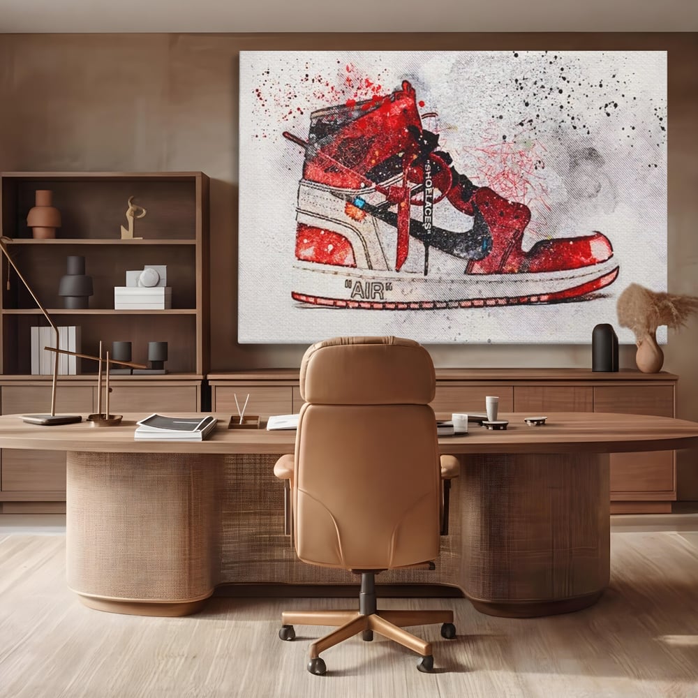 Tablou Canvas Premium, LuxCanva® A1178, Nike Air, Living, Rosu, Jordan, Incaltaminte, Cafenea, Culori Vibrante