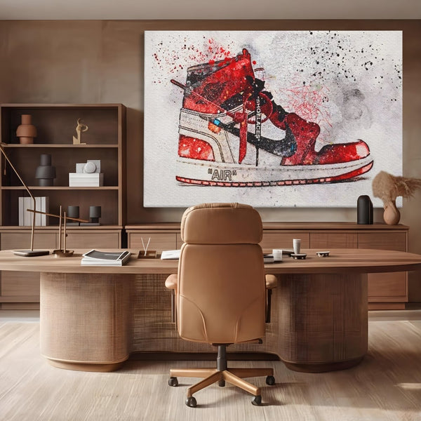 Tablou Canvas Premium, LuxCanva® A1178, Nike Air, Living, Rosu, Jordan, Incaltaminte, Cafenea, Culori Vibrante