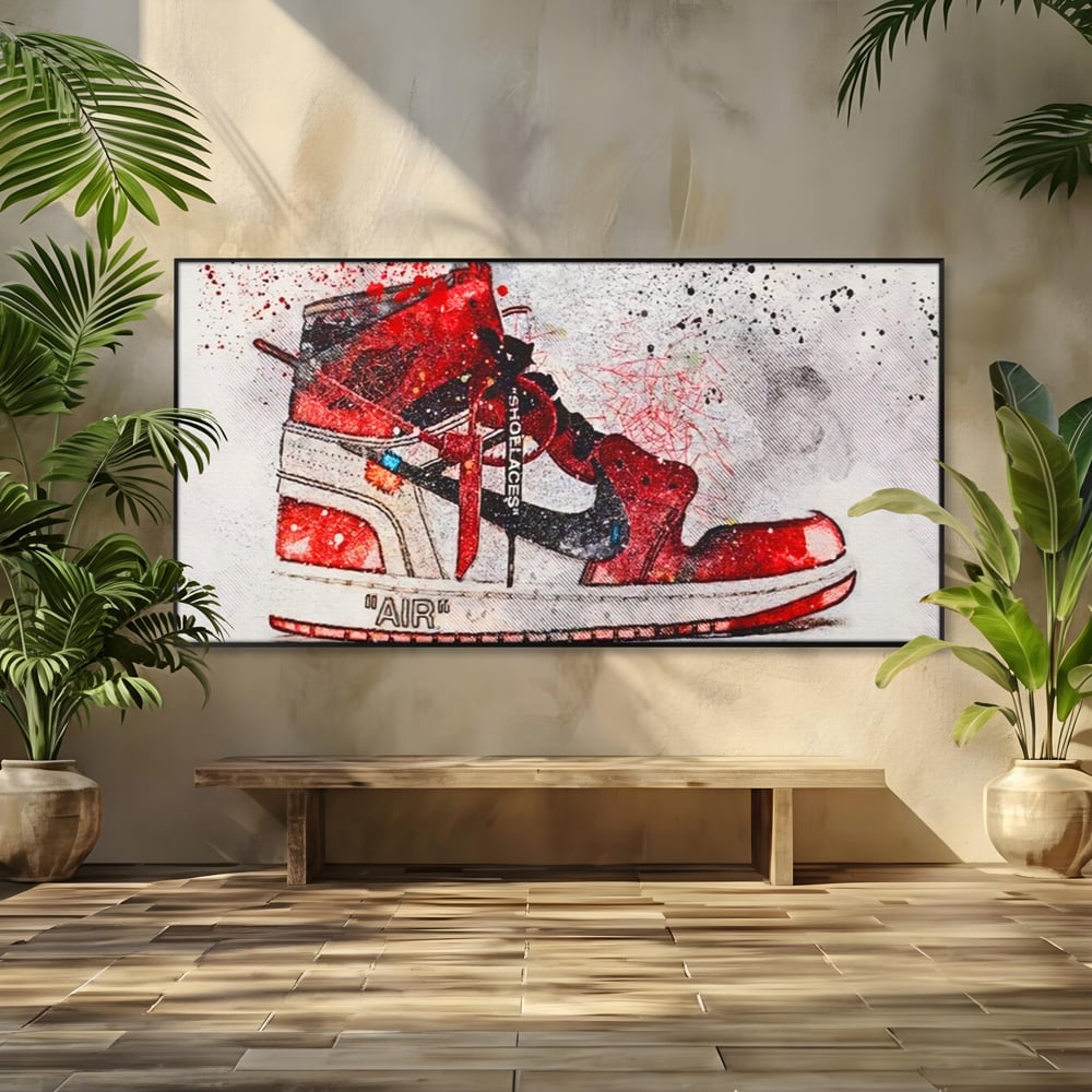 Tablou Canvas Premium, LuxCanva® A1178, Nike Air, Living, Rosu, Jordan, Incaltaminte, Cafenea, Culori Vibrante