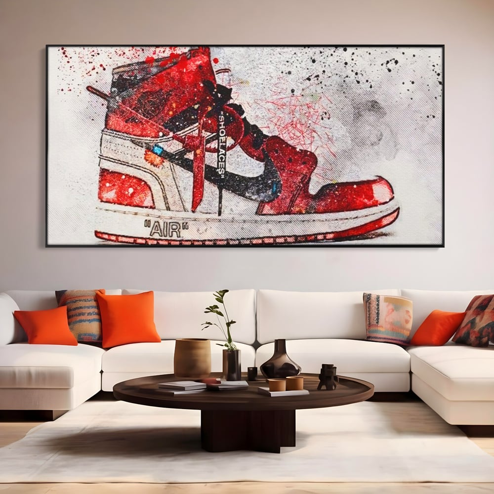 Tablou Canvas Premium, LuxCanva® A1178, Nike Air, Living, Rosu, Jordan, Incaltaminte, Cafenea, Culori Vibrante