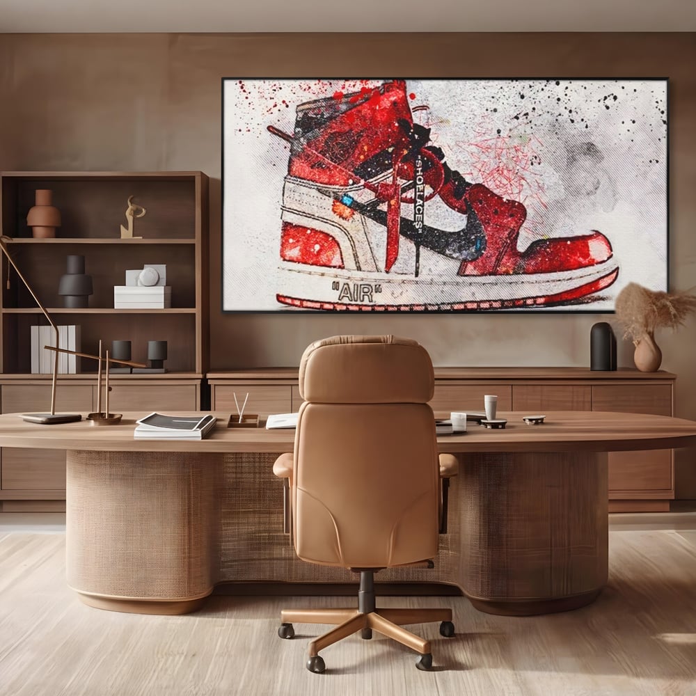 Tablou Canvas Premium, LuxCanva® A1178, Nike Air, Living, Rosu, Jordan, Incaltaminte, Cafenea, Culori Vibrante