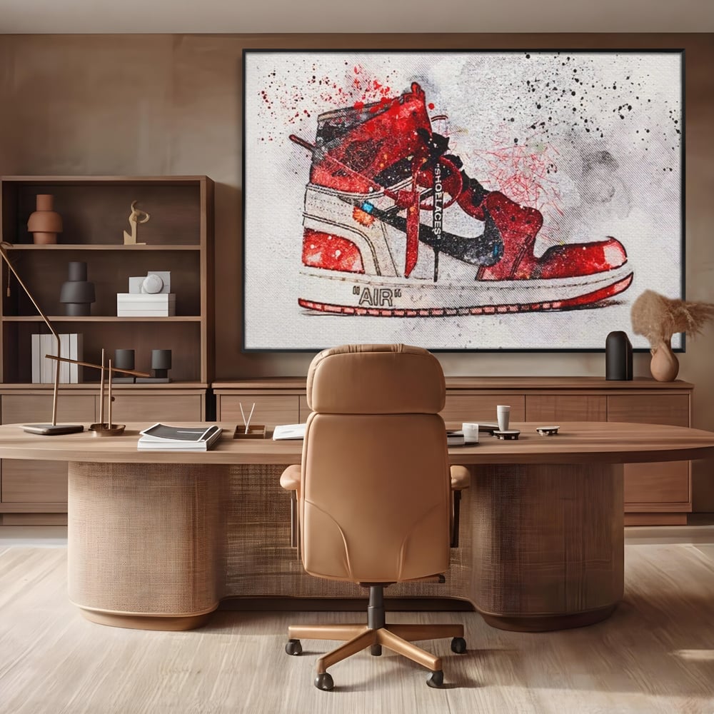 Tablou Canvas Premium, LuxCanva® A1178, Nike Air, Living, Rosu, Jordan, Incaltaminte, Cafenea, Culori Vibrante