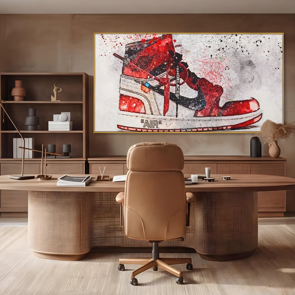 Tablou Canvas Premium, LuxCanva® A1178, Nike Air, Living, Rosu, Jordan, Incaltaminte, Cafenea, Culori Vibrante