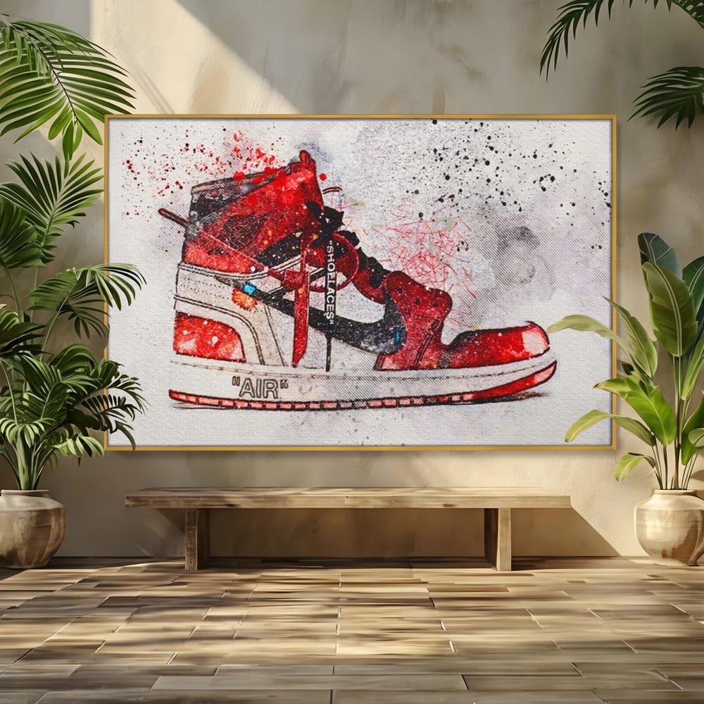 Tablou Canvas Premium, LuxCanva® A1178, Nike Air, Living, Rosu, Jordan, Incaltaminte, Cafenea, Culori Vibrante
