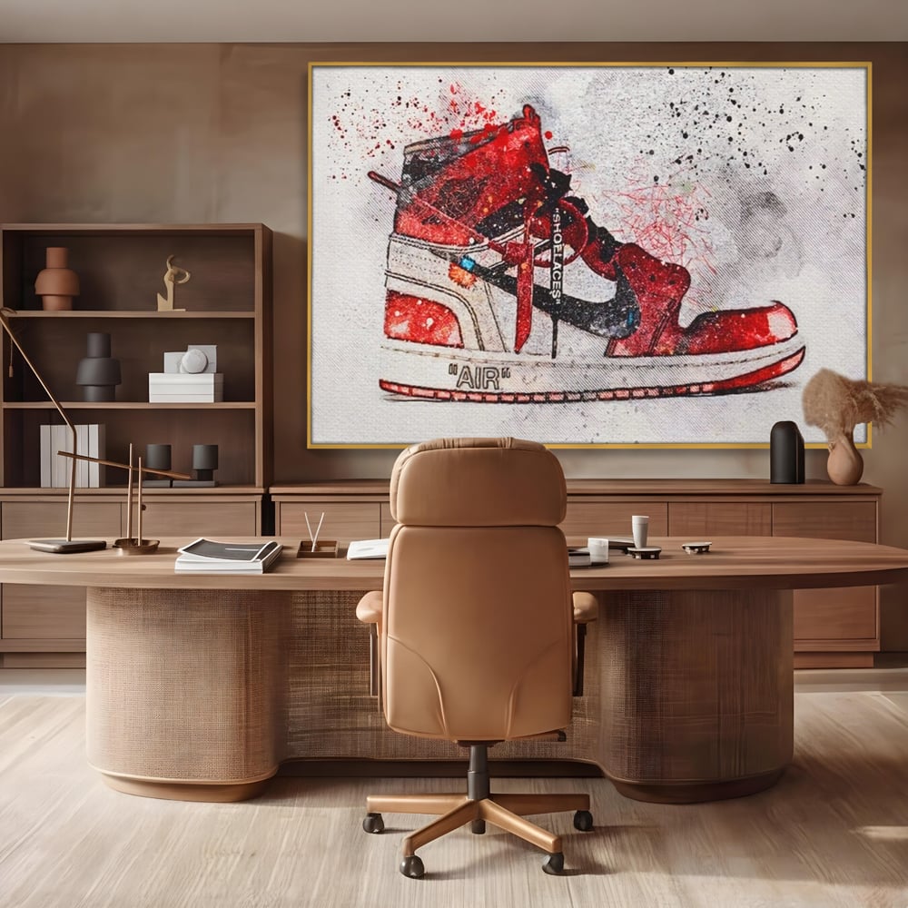 Tablou Canvas Premium, LuxCanva® A1178, Nike Air, Living, Rosu, Jordan, Incaltaminte, Cafenea, Culori Vibrante