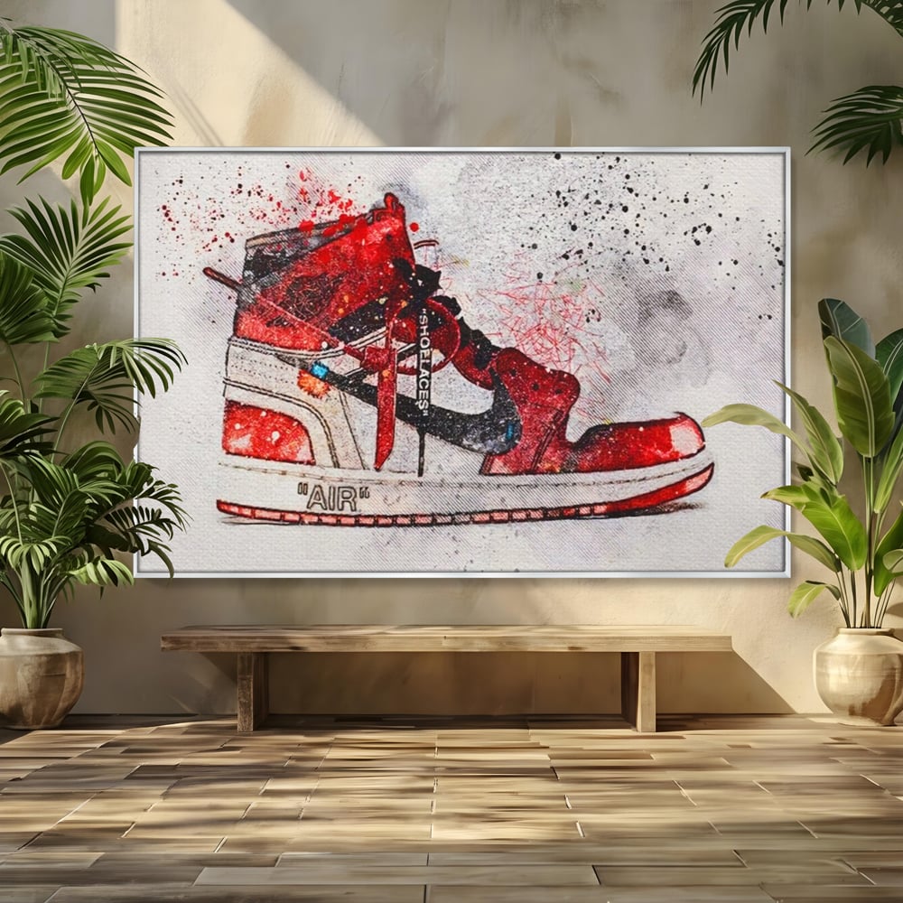 Tablou Canvas Premium, LuxCanva® A1178, Nike Air, Living, Rosu, Jordan, Incaltaminte, Cafenea, Culori Vibrante