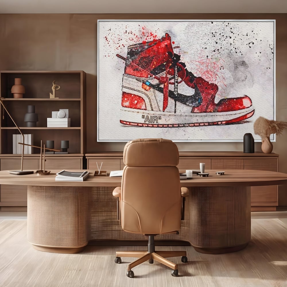 Tablou Canvas Premium, LuxCanva® A1178, Nike Air, Living, Rosu, Jordan, Incaltaminte, Cafenea, Culori Vibrante