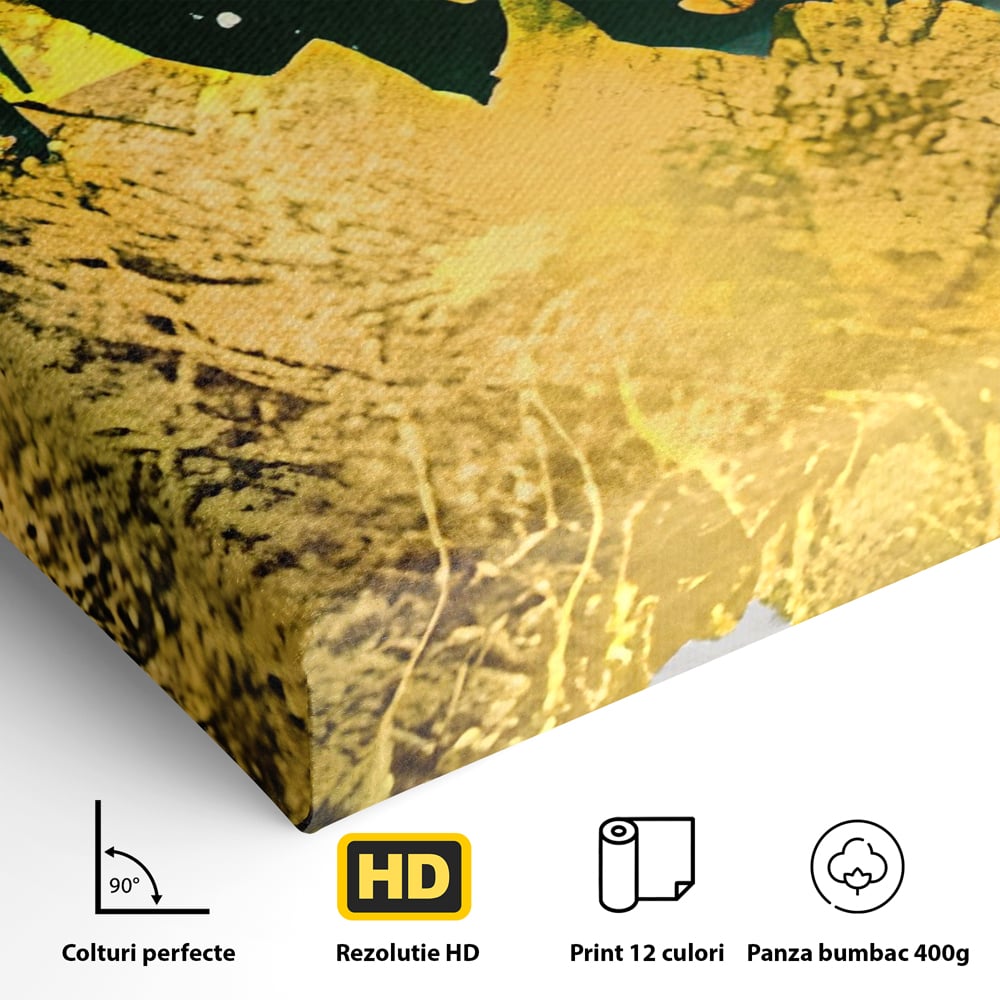 Tablou Canvas Premium LuxCanva® A1179, Green Design , Verde, Cafenea, Auriu, Culori Vibrante