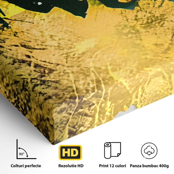 Tablou Canvas Premium LuxCanva® A1179, Green Design , Verde, Cafenea, Auriu, Culori Vibrante