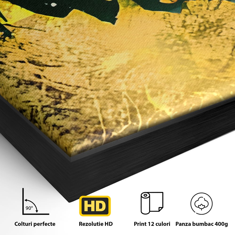 Tablou Canvas Premium LuxCanva® A1179, Green Design , Verde, Cafenea, Auriu, Culori Vibrante