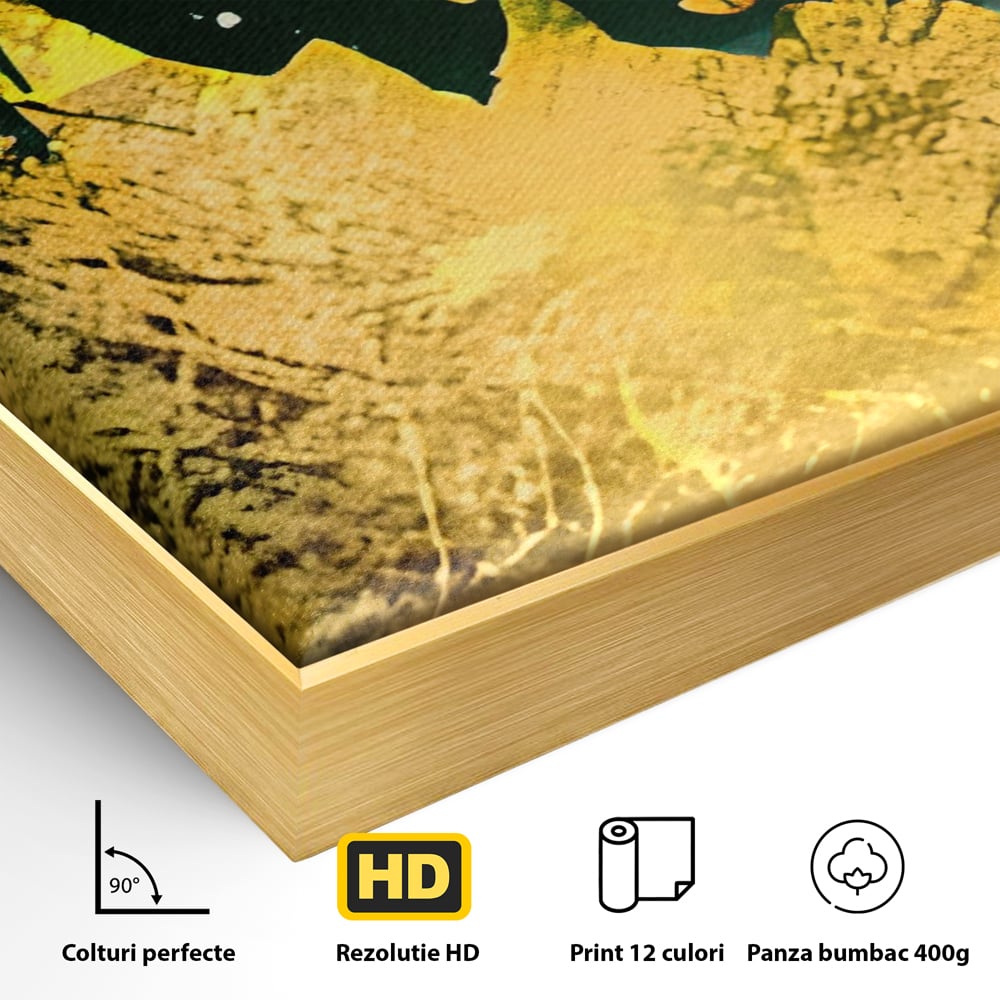 Tablou Canvas Premium LuxCanva® A1179, Green Design , Verde, Cafenea, Auriu, Culori Vibrante