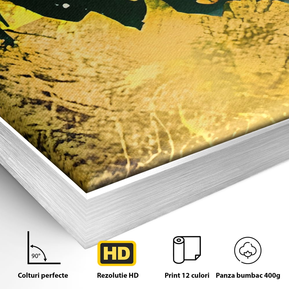 Tablou Canvas Premium LuxCanva® A1179, Green Design , Verde, Cafenea, Auriu, Culori Vibrante