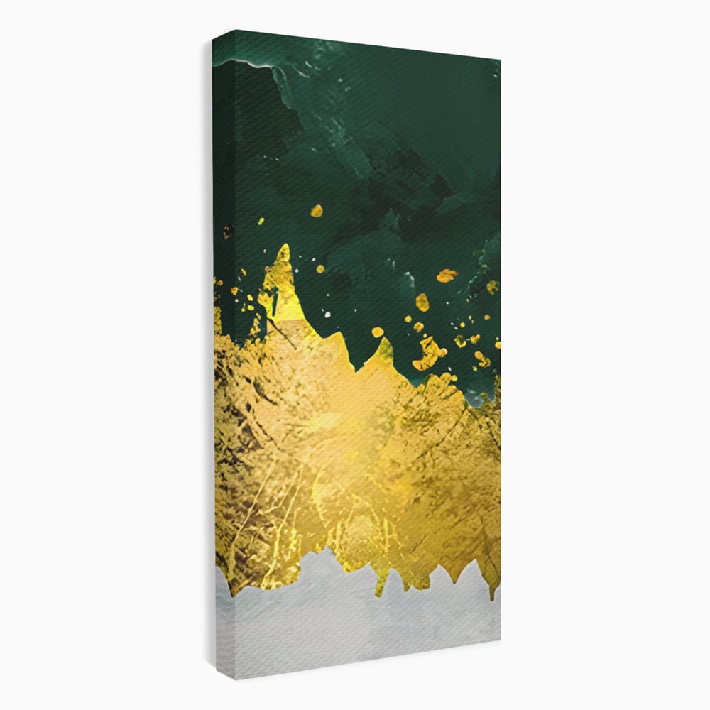 Tablou Canvas Premium LuxCanva® A1179, Green Design , Verde, Cafenea, Auriu, Culori Vibrante