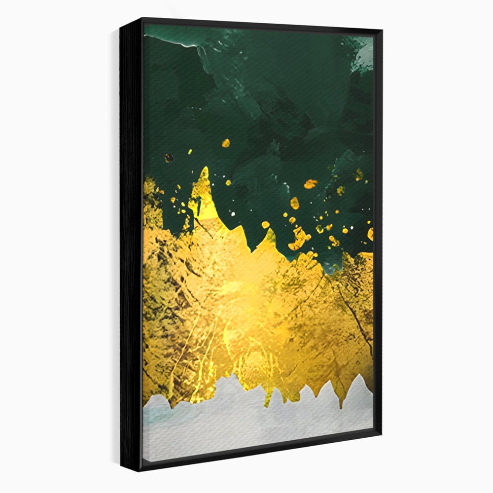 Tablou Canvas Premium LuxCanva® A1179, Green Design , Verde, Cafenea, Auriu, Culori Vibrante