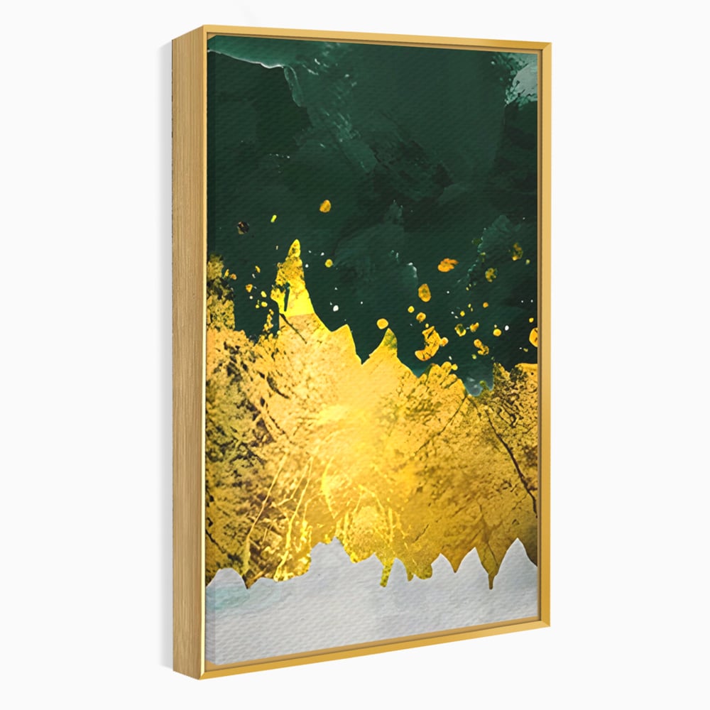 Tablou Canvas Premium LuxCanva® A1179, Green Design , Verde, Cafenea, Auriu, Culori Vibrante