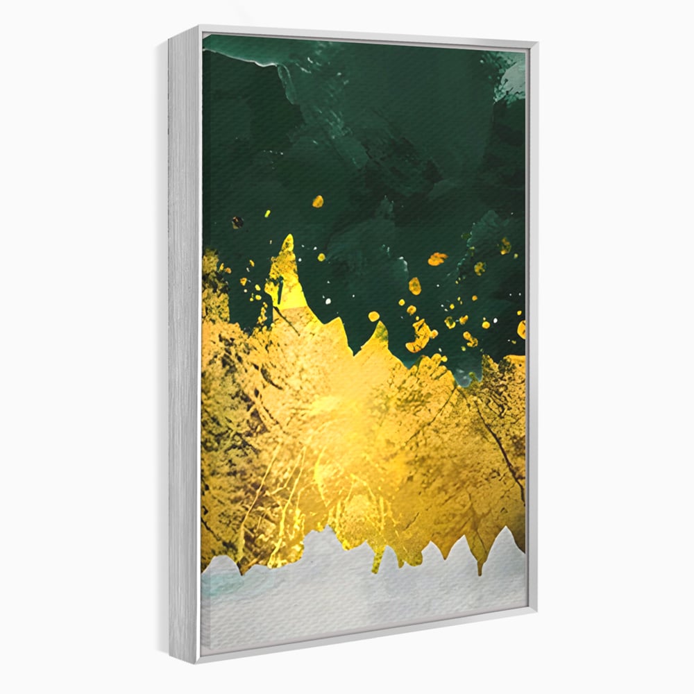 Tablou Canvas Premium LuxCanva® A1179, Green Design , Verde, Cafenea, Auriu, Culori Vibrante
