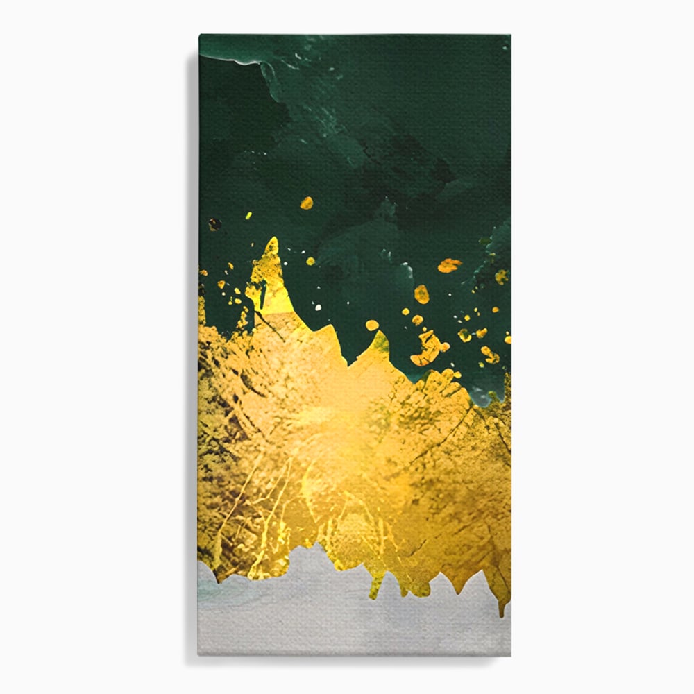 Tablou Canvas Premium LuxCanva® A1179, Green Design , Verde, Cafenea, Auriu, Culori Vibrante