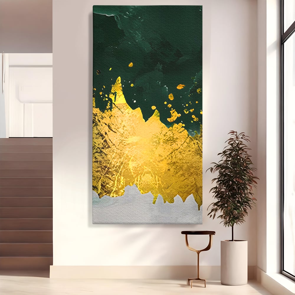 Tablou Canvas Premium LuxCanva® A1179, Green Design , Verde, Cafenea, Auriu, Culori Vibrante