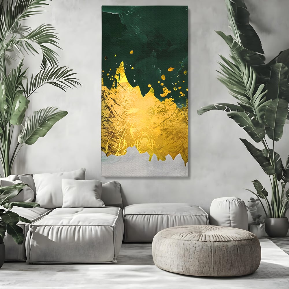 Tablou Canvas Premium LuxCanva® A1179, Green Design , Verde, Cafenea, Auriu, Culori Vibrante