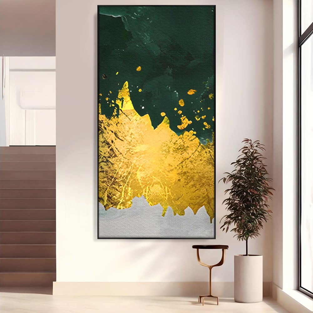 Tablou Canvas Premium LuxCanva® A1179, Green Design , Verde, Cafenea, Auriu, Culori Vibrante