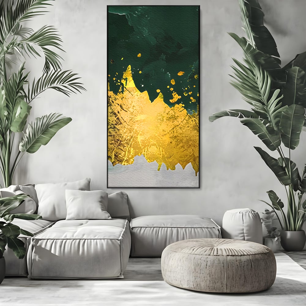 Tablou Canvas Premium LuxCanva® A1179, Green Design , Verde, Cafenea, Auriu, Culori Vibrante
