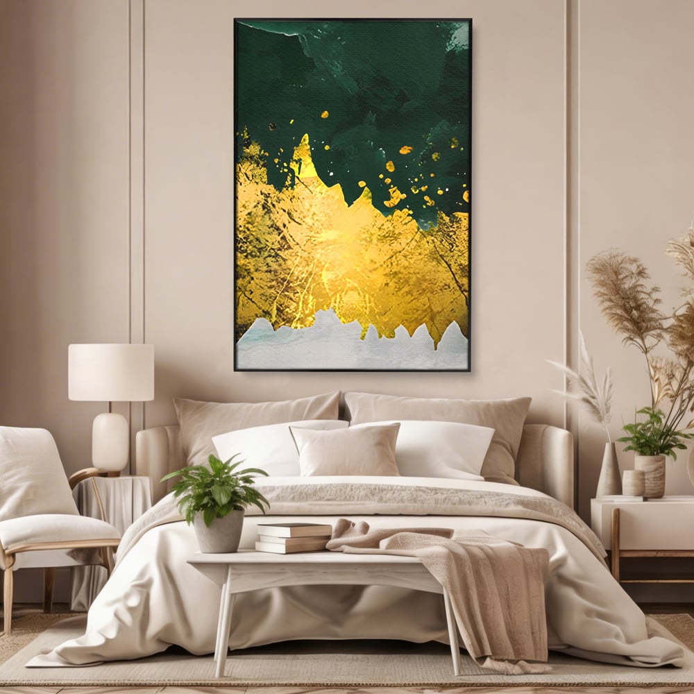 Tablou Canvas Premium LuxCanva® A1179, Green Design , Verde, Cafenea, Auriu, Culori Vibrante
