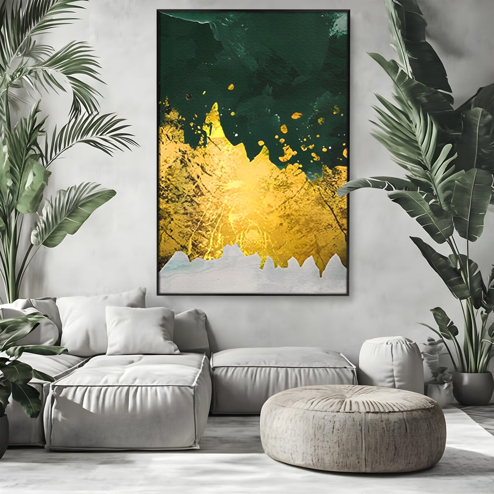 Tablou Canvas Premium LuxCanva® A1179, Green Design , Verde, Cafenea, Auriu, Culori Vibrante