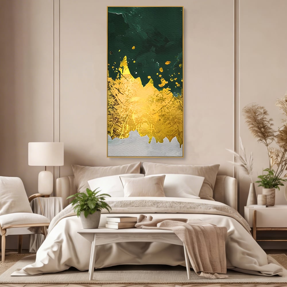 Tablou Canvas Premium LuxCanva® A1179, Green Design , Verde, Cafenea, Auriu, Culori Vibrante