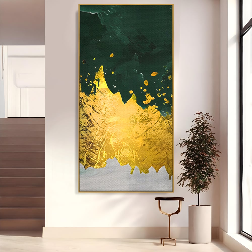 Tablou Canvas Premium LuxCanva® A1179, Green Design , Verde, Cafenea, Auriu, Culori Vibrante