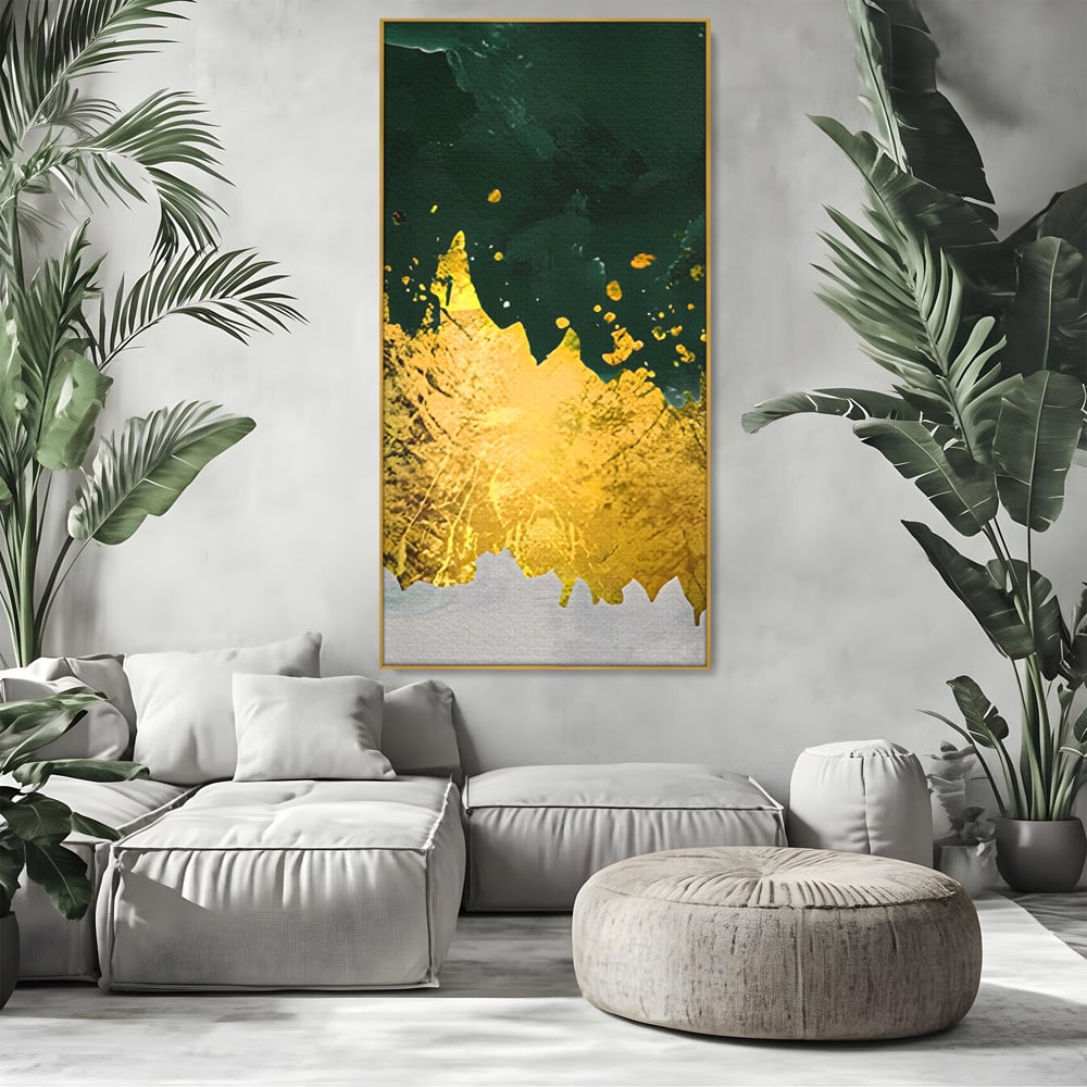Tablou Canvas Premium LuxCanva® A1179, Green Design , Verde, Cafenea, Auriu, Culori Vibrante