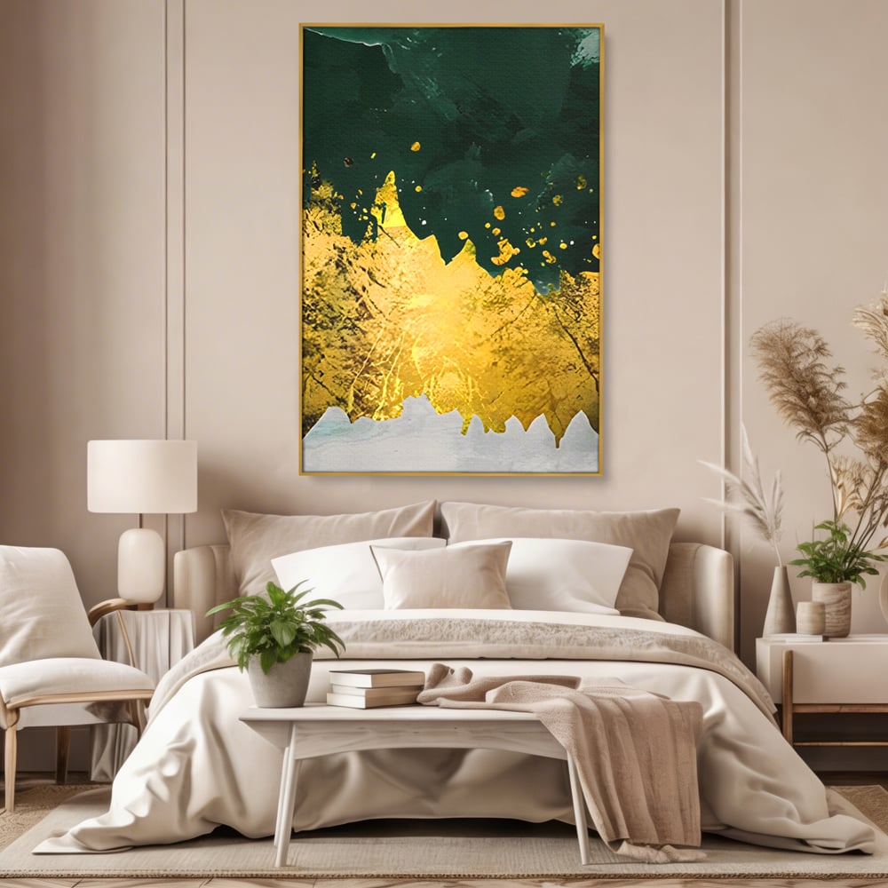 Tablou Canvas Premium LuxCanva® A1179, Green Design , Verde, Cafenea, Auriu, Culori Vibrante