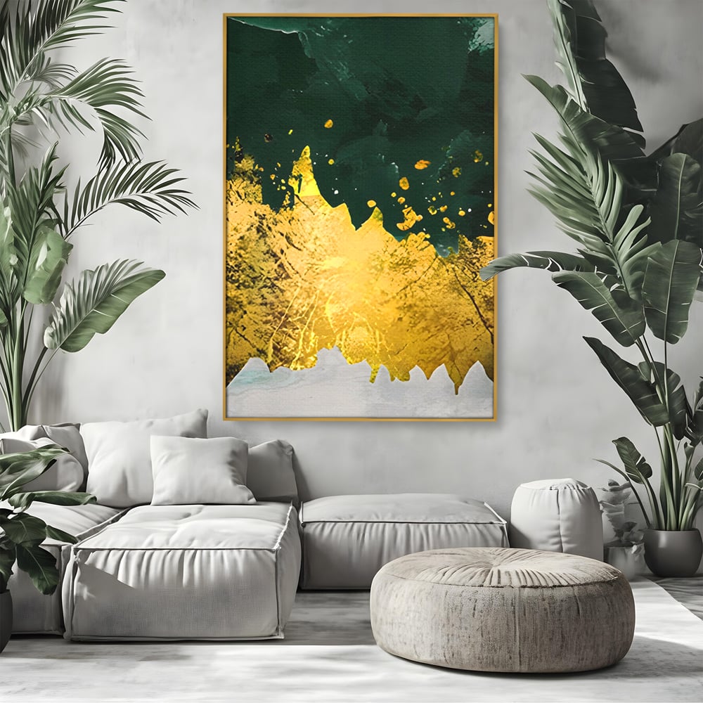 Tablou Canvas Premium LuxCanva® A1179, Green Design , Verde, Cafenea, Auriu, Culori Vibrante