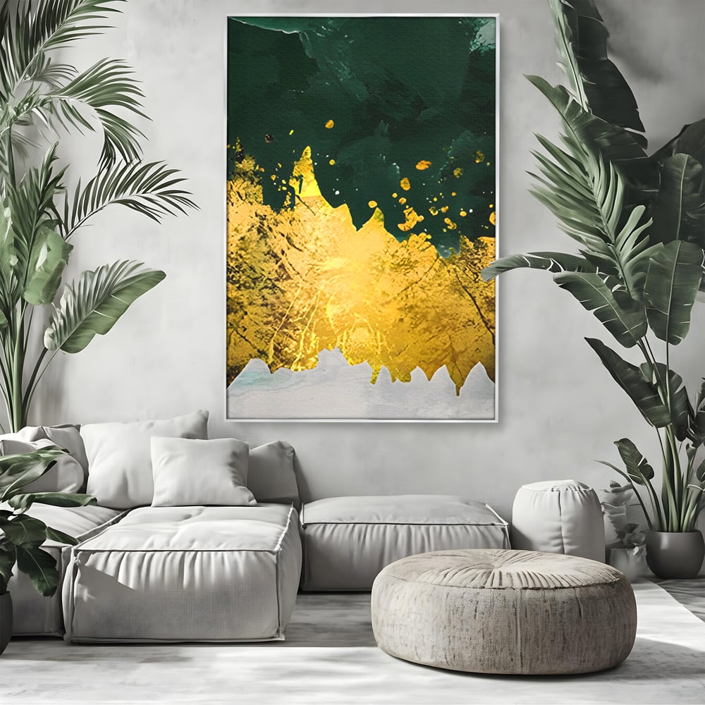 Tablou Canvas Premium LuxCanva® A1179, Green Design , Verde, Cafenea, Auriu, Culori Vibrante