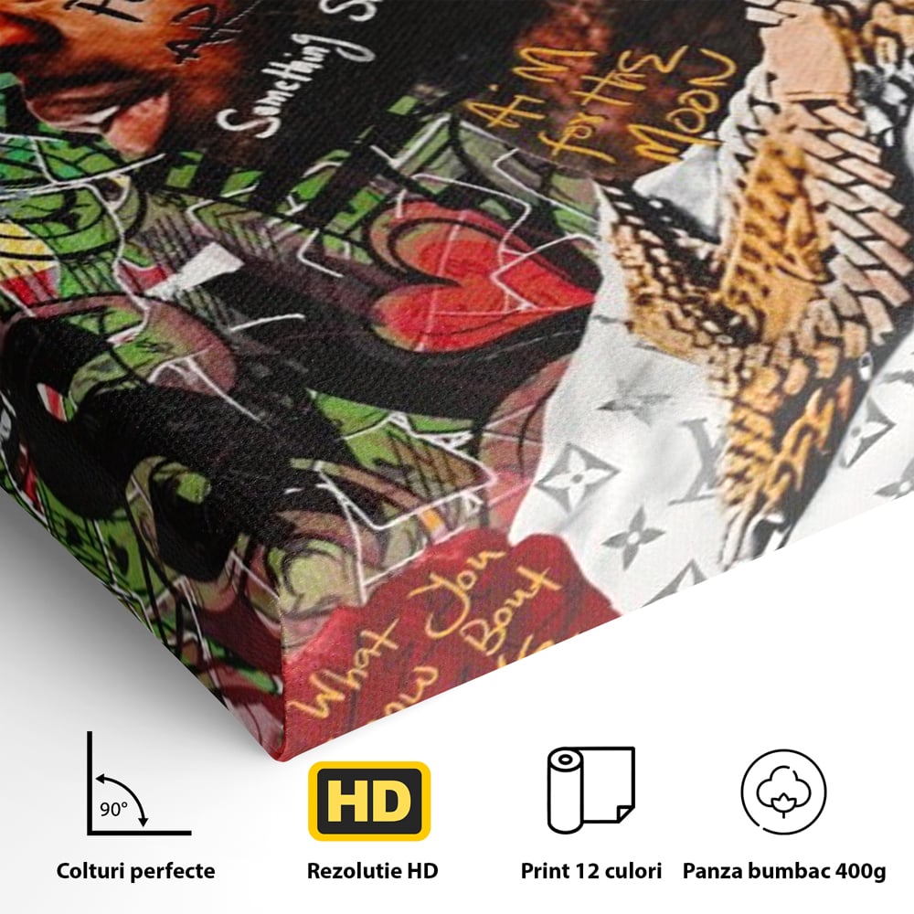 Tablou Canvas Premium LuxCanva® A1180, Travis Scott ,  Jacques Berman Webster, Studio, Rapper, Cantaret, Culori Vibrante