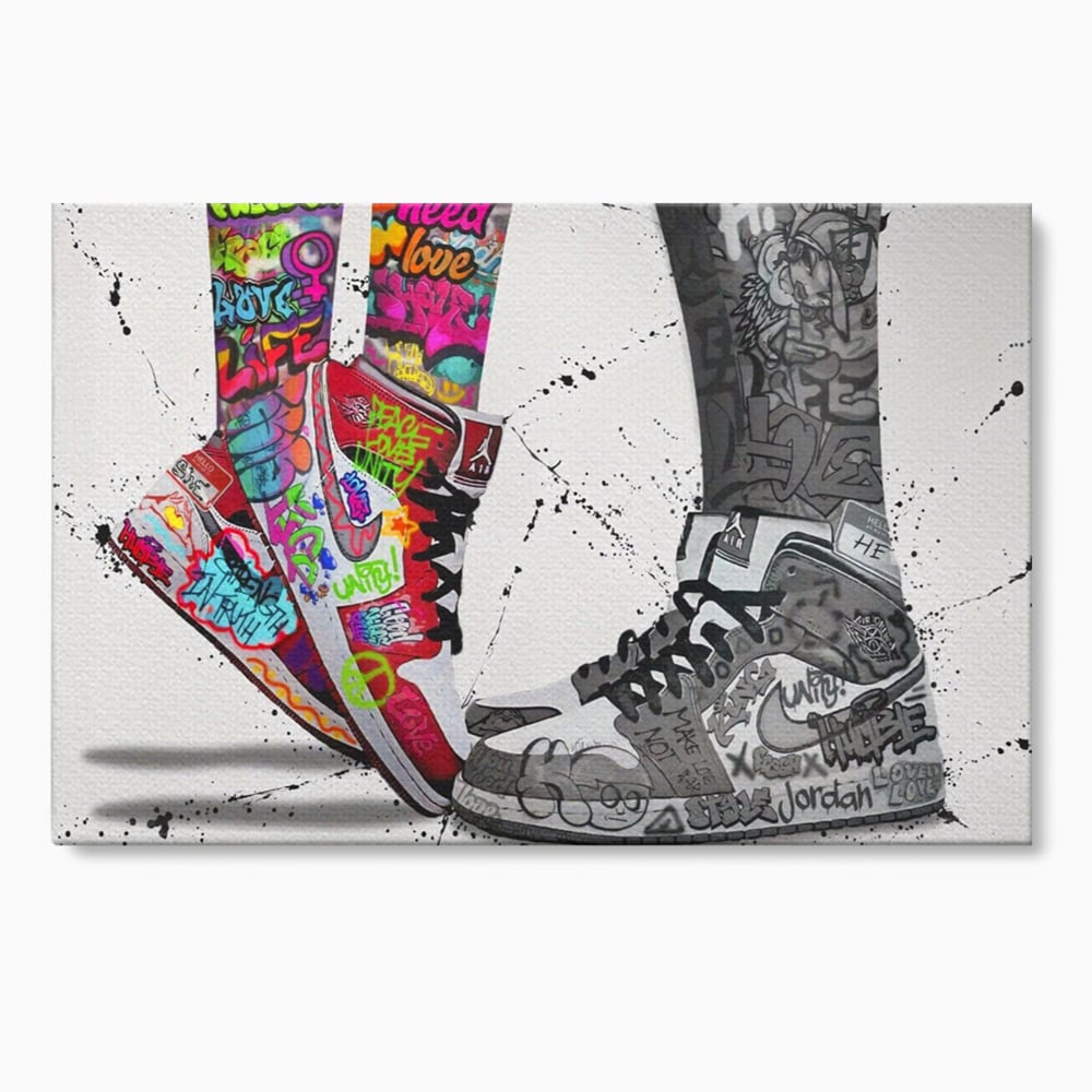 Leinwand Premium Leinwand Wandbilder, LuxCanva® A1183, Air Jordan Paar, Wohnen, Adidasi, Paar, Liebende, Nike, Schlafzimmer, Lebendige Farben