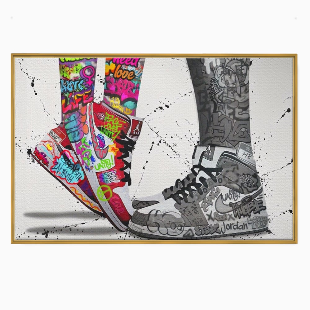 Leinwand Premium Leinwand Wandbilder, LuxCanva® A1183, Air Jordan Paar, Wohnen, Adidasi, Paar, Liebende, Nike, Schlafzimmer, Lebendige Farben