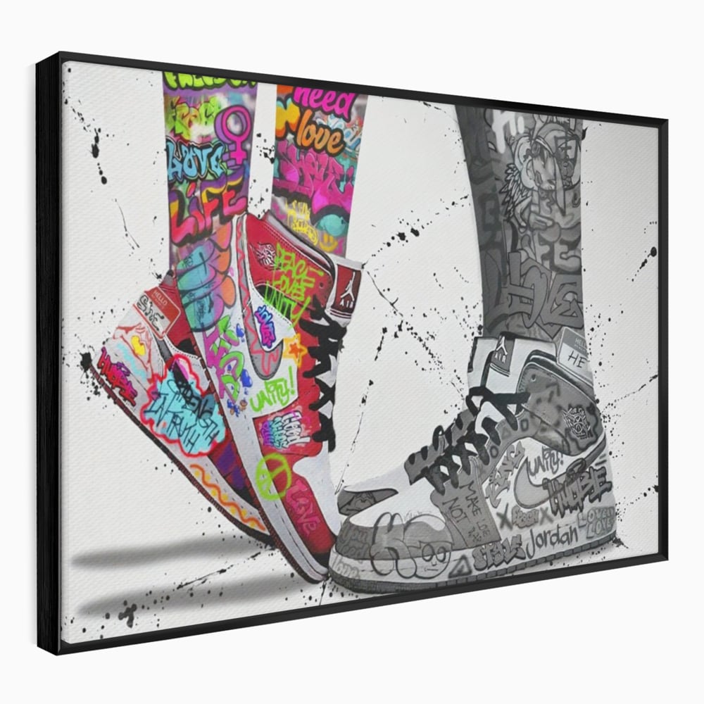 Leinwand Premium Leinwand Wandbilder, LuxCanva® A1183, Air Jordan Paar, Wohnen, Adidasi, Paar, Liebende, Nike, Schlafzimmer, Lebendige Farben