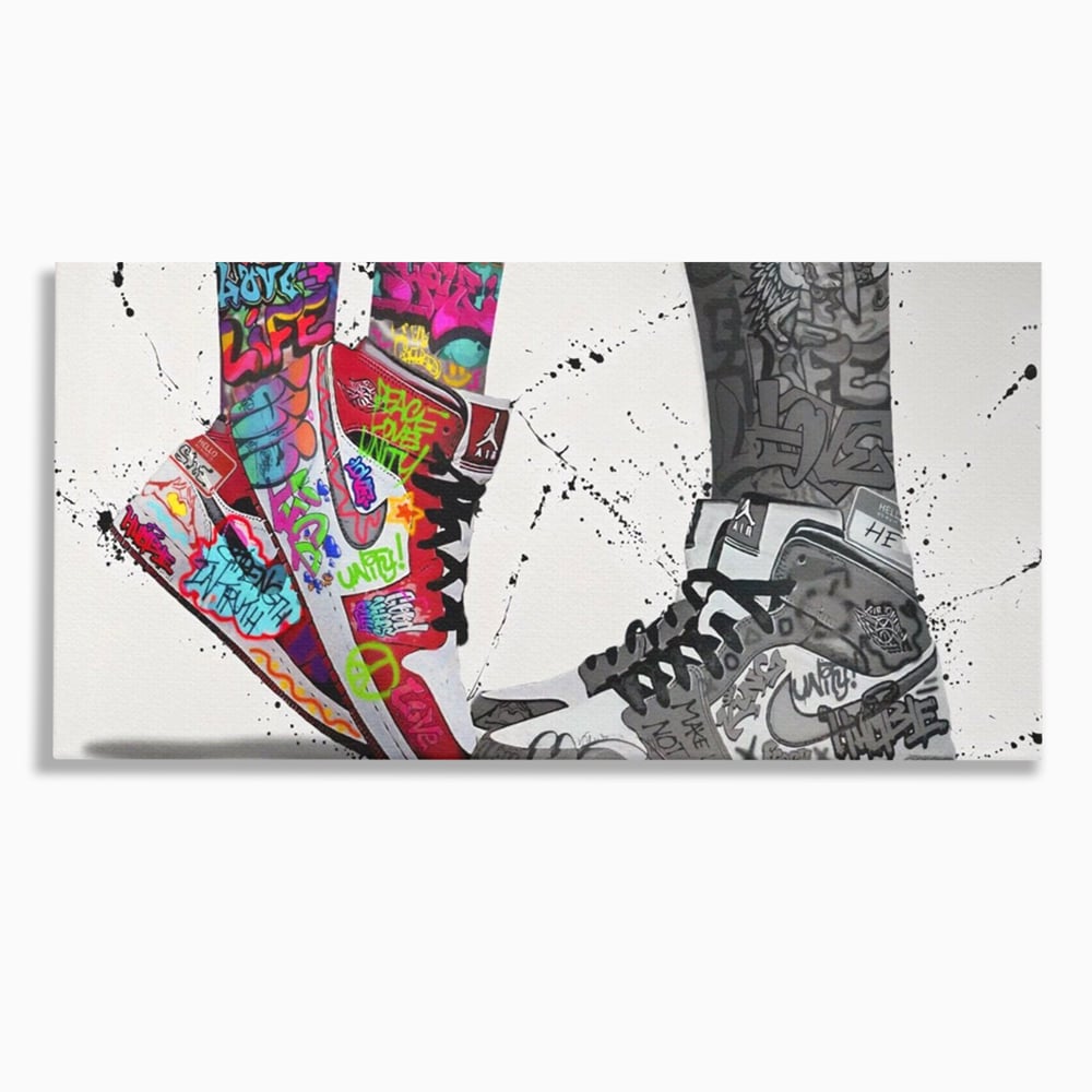 Leinwand Premium Leinwand Wandbilder, LuxCanva® A1183, Air Jordan Paar, Wohnen, Adidasi, Paar, Liebende, Nike, Schlafzimmer, Lebendige Farben