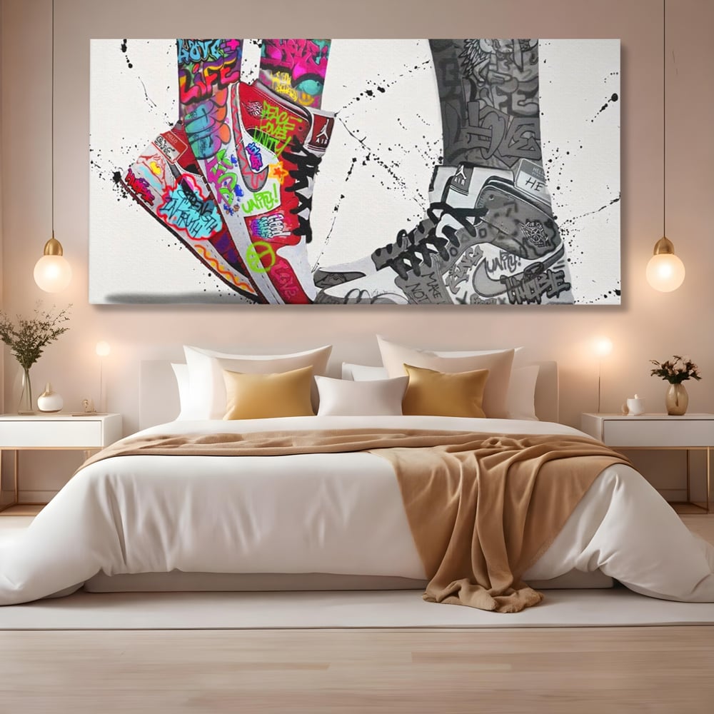 Leinwand Premium Leinwand Wandbilder, LuxCanva® A1183, Air Jordan Paar, Wohnen, Adidasi, Paar, Liebende, Nike, Schlafzimmer, Lebendige Farben