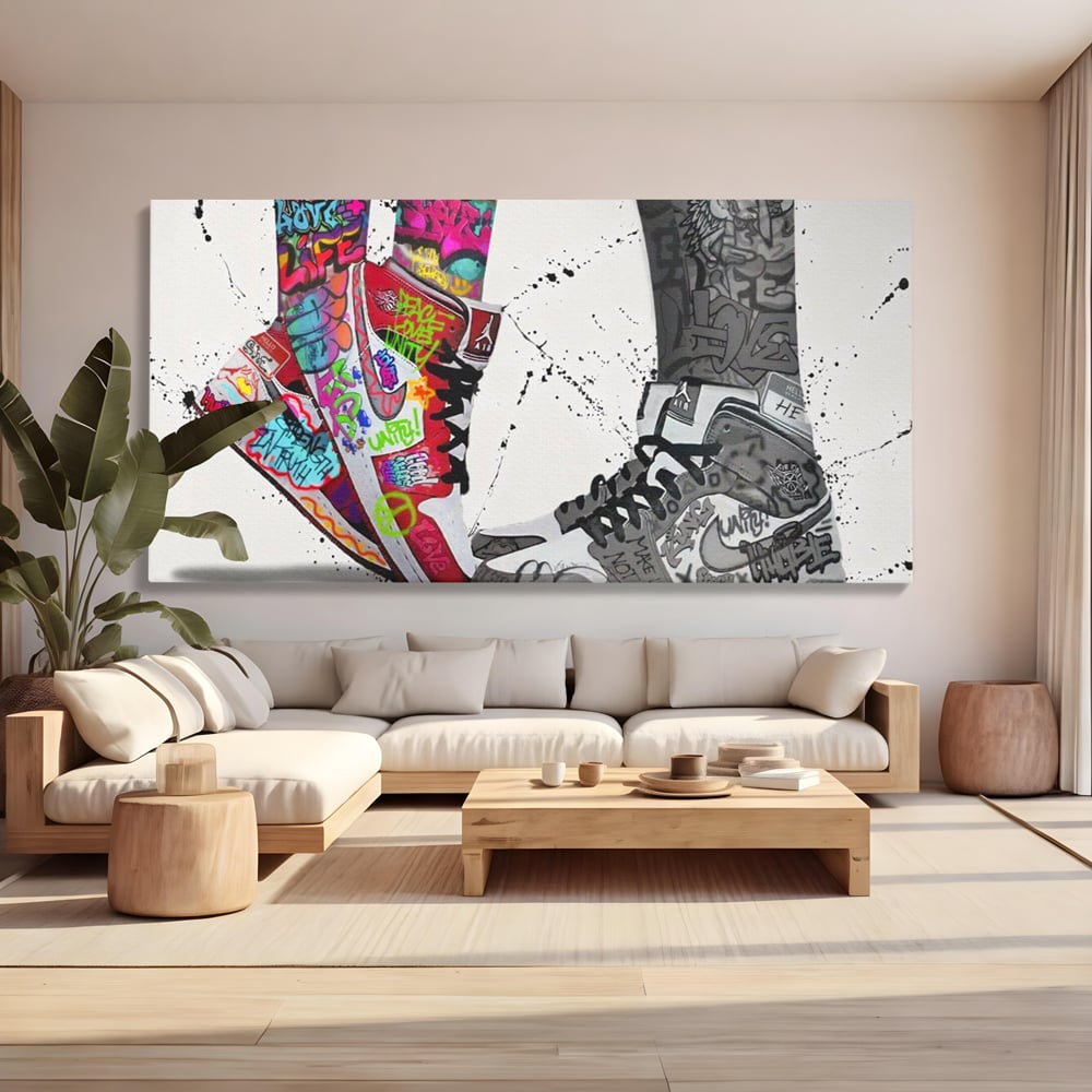 Leinwand Premium Leinwand Wandbilder, LuxCanva® A1183, Air Jordan Paar, Wohnen, Adidasi, Paar, Liebende, Nike, Schlafzimmer, Lebendige Farben